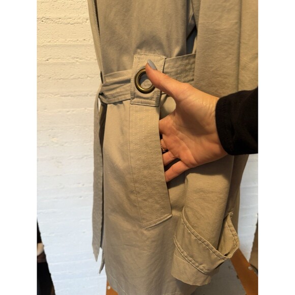 Classic Preppy Urban Via Spiga Trench Coat Double-Breasted Knee-length Cotton 12 - Picture 6 of 8